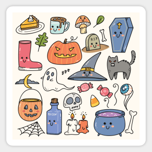 Adorable Set of Fall and Halloween Doodles Magnet